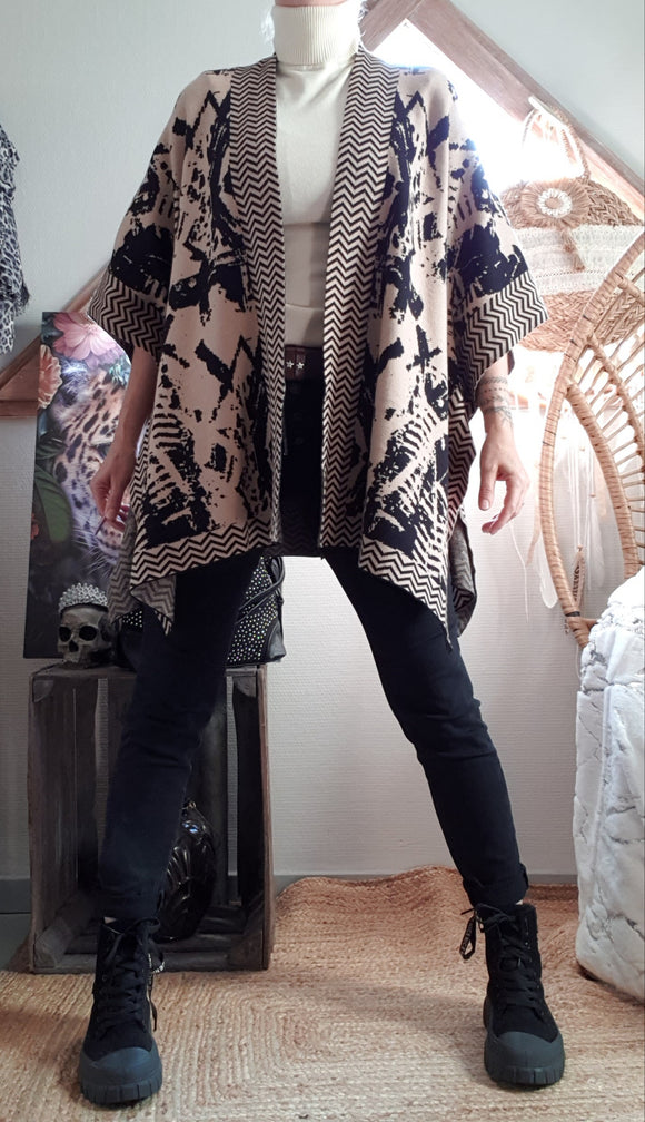 Poncho Cosmoda camel/noir