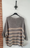 Pull rayé bouclette gris