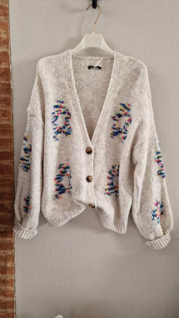 Gilet ecru Flowers