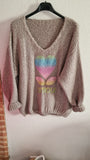 Pull Amour taupe