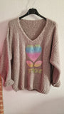 Pull Amour taupe