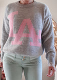 Pull L.A gris écriture rose