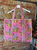 Sac matelassé réversible tiger rose