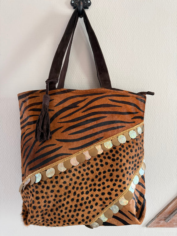 Sac Zèbre camel avec pièce fantaisie