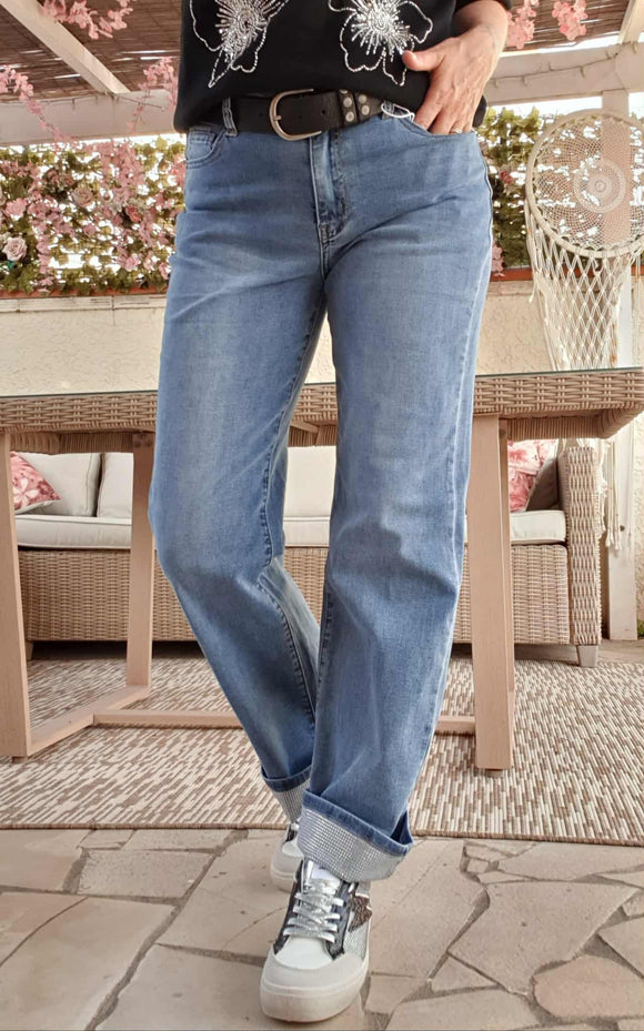Jeans Revers Strass