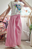 Pantalon large rose