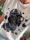 Tee-shirt Dog love bleu