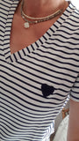 Tee-shirt rayures noires Coeur