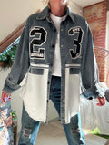Veste Style Varsity en jean du 38 au 48 .