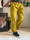 Pantalon City ceinture tressée du 38 au 46 moutarde