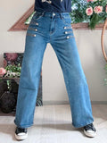 Jeans Mylene Wide Leg Boutons Bijoux du 34 au 42