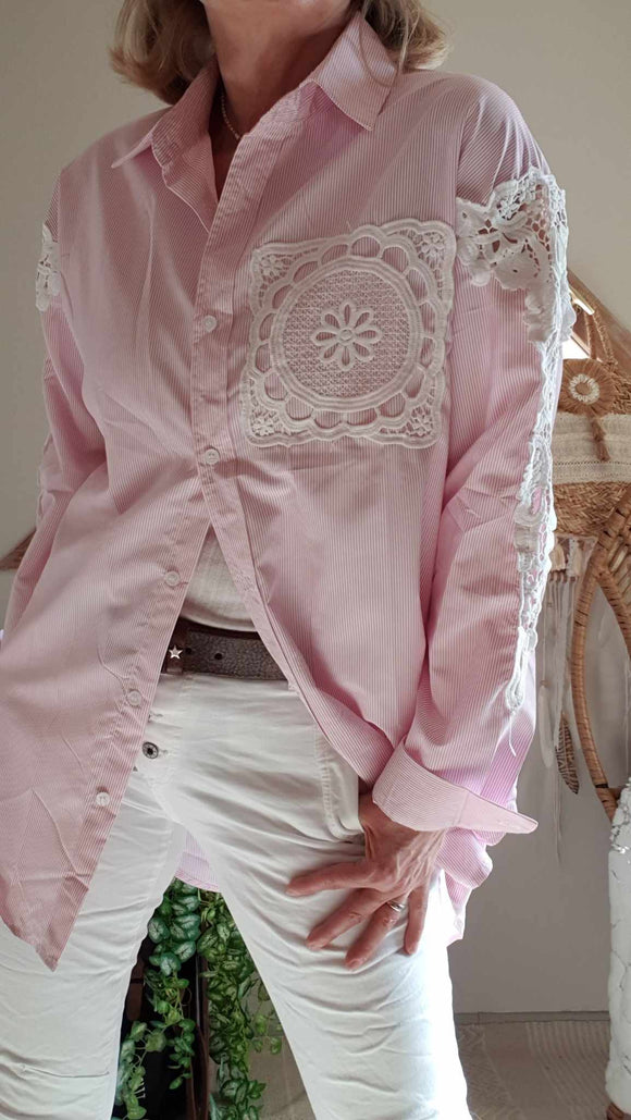 Chemise Ariana rayures rose
