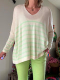 Pull rayures vert pomme