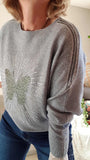 Pull Papillon gris