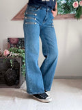 Jeans Mylene Wide Leg Boutons Bijoux du 34 au 42