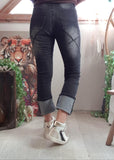 Jeans Coeur noir délavé