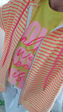 Gilet Marina rayures jaune/fushia