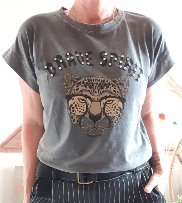 Tee-shirt Brave Spirit noir délavé