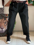 Pantalon City ceinture tressée noir du 38 au 46 .