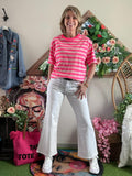 Tee-shirt Fun rayures fushia