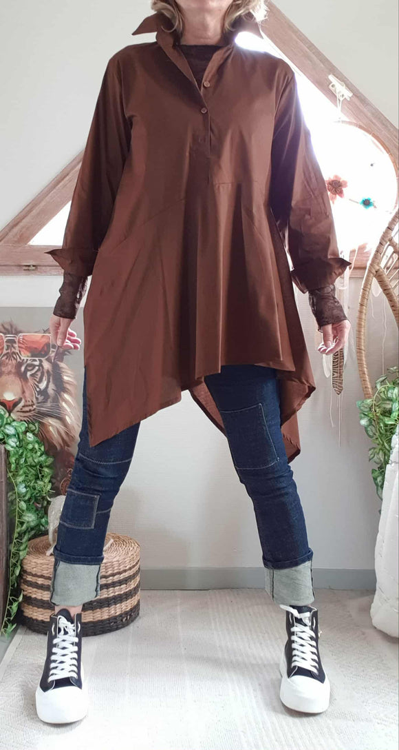Chemise Asymétrique chocolat