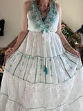 Robe Elena blanche/ turquoise