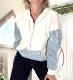 Gilet bleu jeans blanc