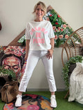 Tee-shirt Charme de Paris blanc écriture rose