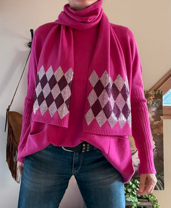 Pull Echarpe fushia