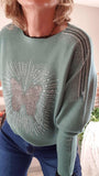 Pull Papillon vert