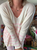 Pull rayures rose