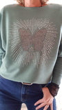 Pull Papillon vert