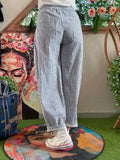 Pantalon Stéphane à rayures blanches et bleues