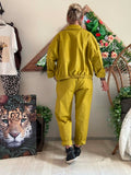 Pantalon City ceinture tressée du 38 au 46 moutarde