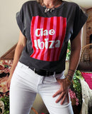 Tee-shirt Ibiza noir délavé