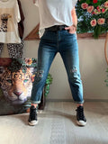 Jeans effet strass avec ceinture du 38 au 48