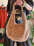 Sac crochet camel