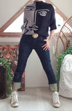 Pull Rostro gris/noir