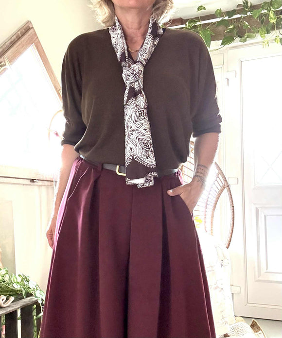 Haut Elise avec echarpe choco