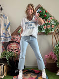 Tee-shirt Vivre D amour et de Champagne blanc écriture bleu
