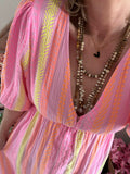 Robe Adeline rose/jaune/orange