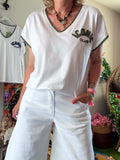 Tee-shirt Iconic blanc écriture kaki