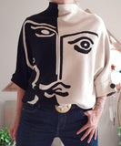 Pull Rostro noir/blanc