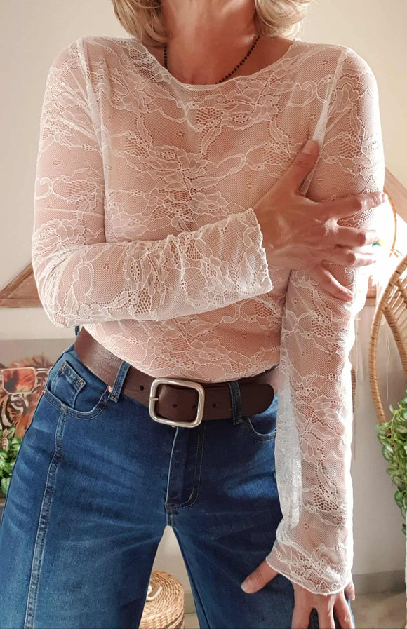 Sous pull Dentelle Elena blanc