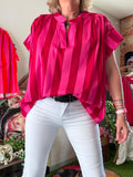 Blouse à rayures rouge/fushia