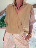 Blouse effet cache cœur camel