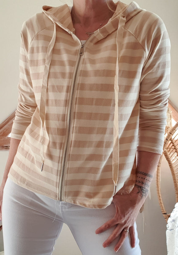 Gilet rayures beige