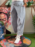 Pantalon Stéphane à rayures blanches et bleues