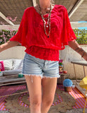 Blouse  dentelle rouge Victoria