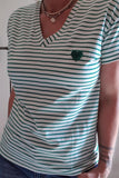 Tee-shirt rayures vertes Coeur